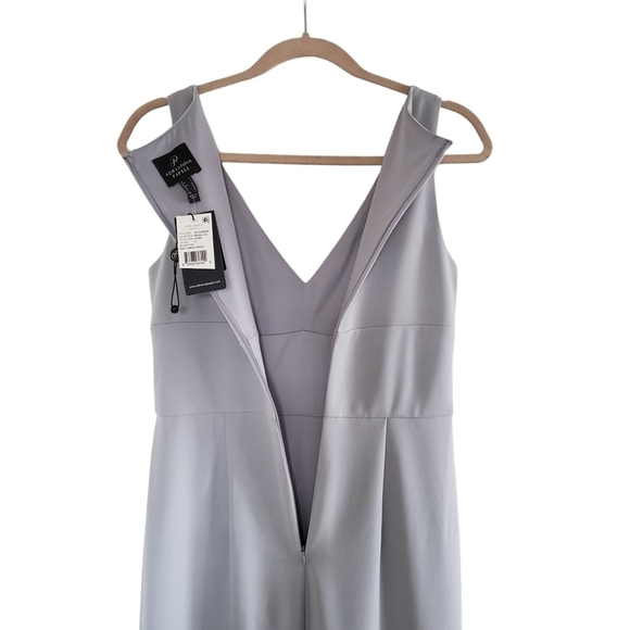 NWT Adrianna Papell Silver Gray Sleeveless Draped Formal Maxi Column Dress - Picture 6 of 9